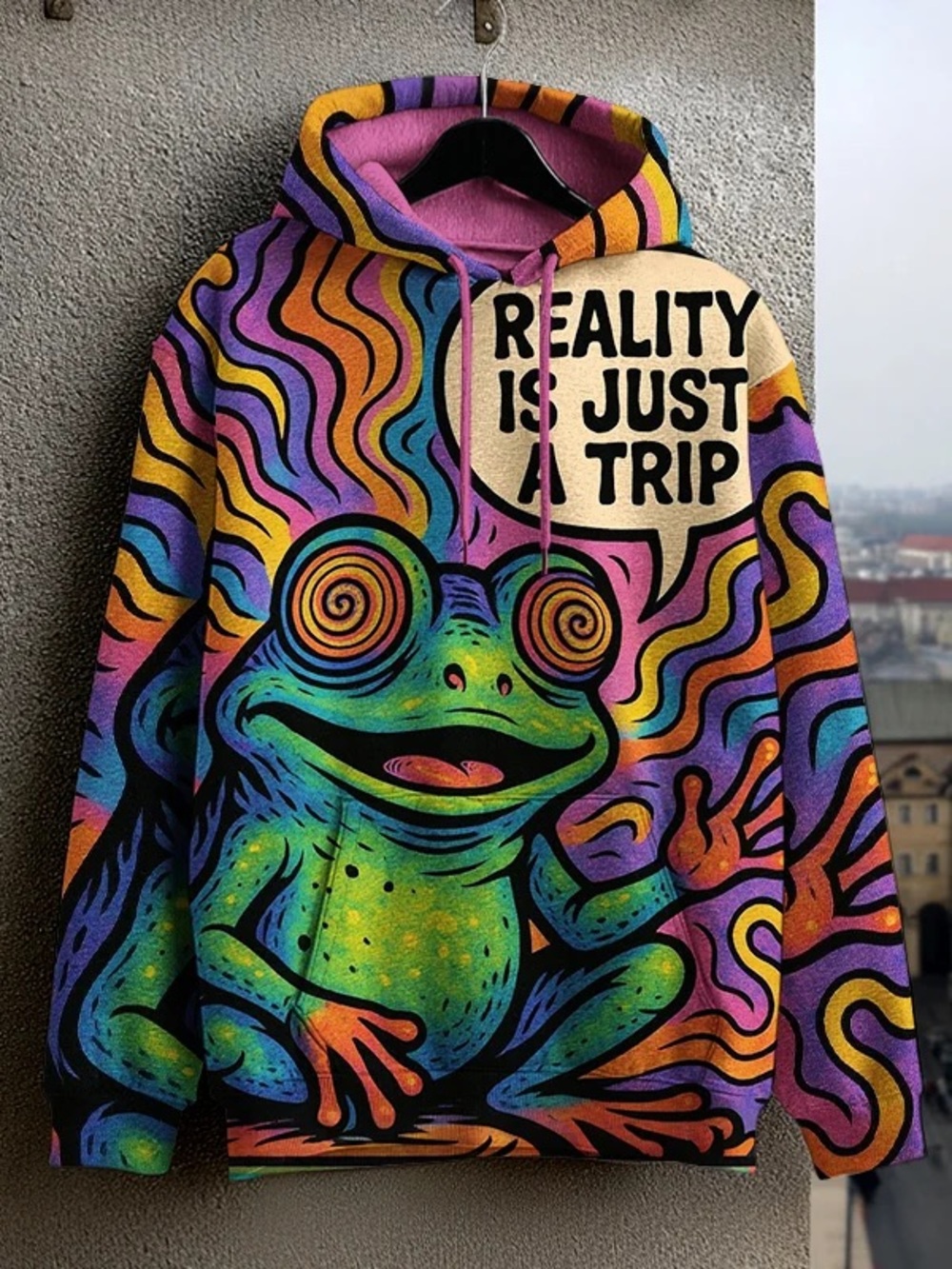 Psychedelic Frog Graphic Hoodie - "Reality Is Just A Trip" have 4 of these)